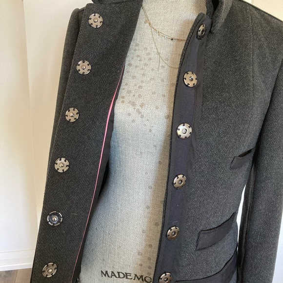 Pink Tartan designer’s house jacket, 100% wool, grey, size 42 ( 4-6 ) - Picture 8 of 12